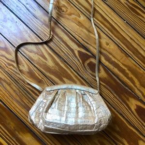 Nancy Gonzalez gold alligator clutch handbag